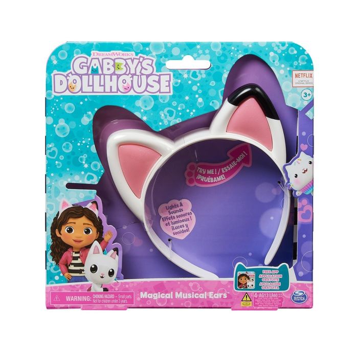 Spin Master 6060413 Orejas Mágicas de Gato Gabby's Dollhouse con Luces, Sonidos, Más de 10 Frases y Canciones, 3 Modos de Juego