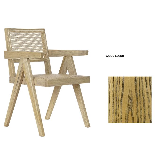 DKD Home Decor Silla Vintage Square Fuyang Olmo Ratan Natural 60 x 86 x 56.5 cm (2 Unidades)