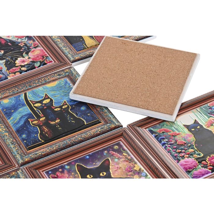 Posavasos Shabby DKD Home Decor Negro Multicolor 11 x 0.5 x 11 cm (72 Unidades) 2 Posavasos Shabby DKD Home Decor Negro Multicolor 11 x 0.5 x 11 cm (72 Unidades) 2