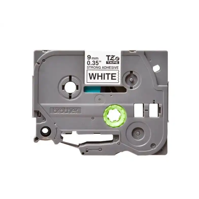 Brother Cinta Adhesiva Laminada Exclusiva Negro sobre Blanco Adhesivo Extra Fuerte 9mm x 8m Uso Interior Exterior para Superficies Rugosas 3