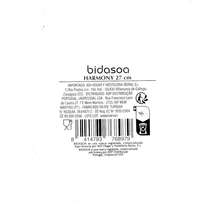 Plato Pasta Porcelana Harmony Hydrozero Bidasoa 27 cm 5