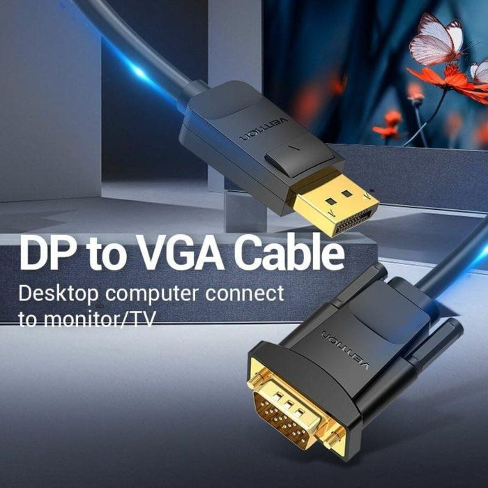 Adaptador DisplayPort a VGA Vention HBLBJ Negro 5 m 2 Adaptador DisplayPort a VGA Vention HBLBJ Negro 5 m 2