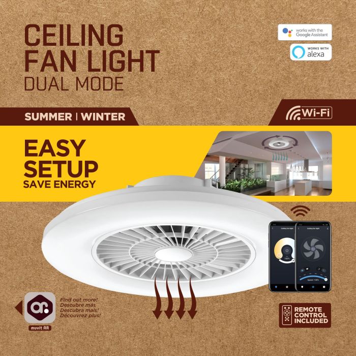 Muvit Io Wifi Lámpara Techo LED con Ventilador 40W, Control por App, Compatible con Alexa, Google Home y Siri 5 Muvit Io Wifi Lámpara Techo LED con Ventilador 40W, Control por App, Compatible con Alexa, Google Home y Siri 5