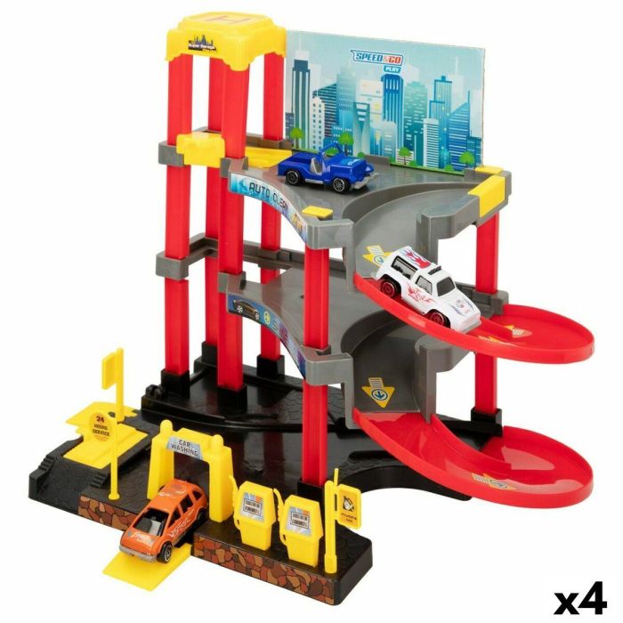 Garaje Parking con Vehículos Speed & Go 37 x 29 x 25 cm (4 Unidades) Garaje Parking con Vehículos Speed & Go 37 x 29 x 25 cm (4 Unidades)