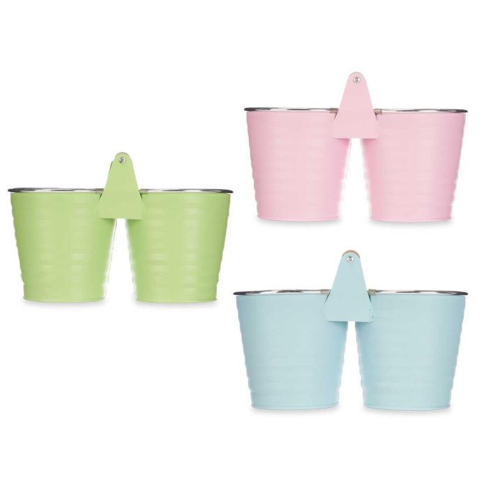 Macetero Doble Grande con Asas Zig Zag Filo Plata - Ibergarden 26.5x17.5x13 cm, Metal, Colores Surtidos (12 Unidades) 1 Macetero Doble Grande con Asas Zig Zag Filo Plata - Ibergarden 26.5x17.5x13 cm, Metal, Colores Surtidos (12 Unidades) 1