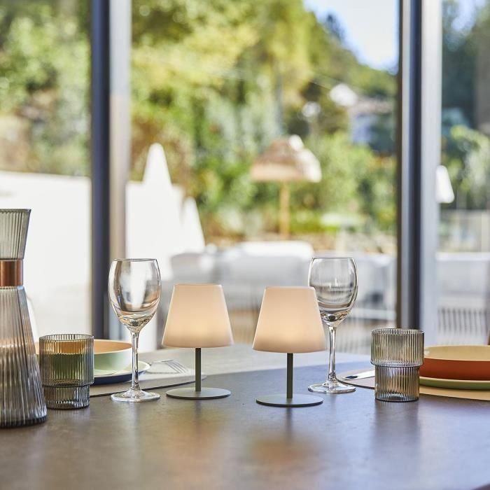 Juego de 2 lámparas de mesa inalámbricas - LUMISKY - TWINS - Oliva - H16 cm - LED 1 Juego de 2 lámparas de mesa inalámbricas - LUMISKY - TWINS - Oliva - H16 cm - LED 1