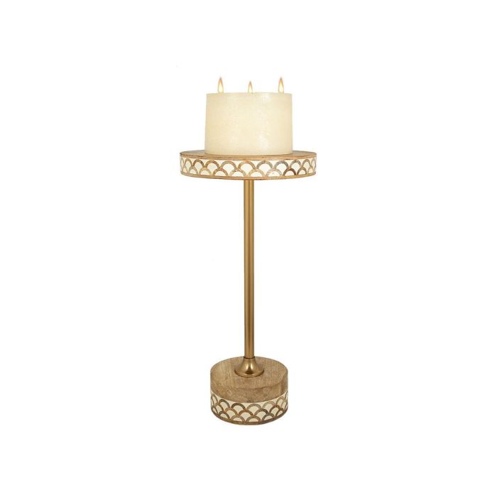 Mesa auxiliar Romimex Marrón Dorado Madera Metal 25 x 50 x 25 cm Mesa auxiliar Romimex Marrón Dorado Madera Metal 25 x 50 x 25 cm