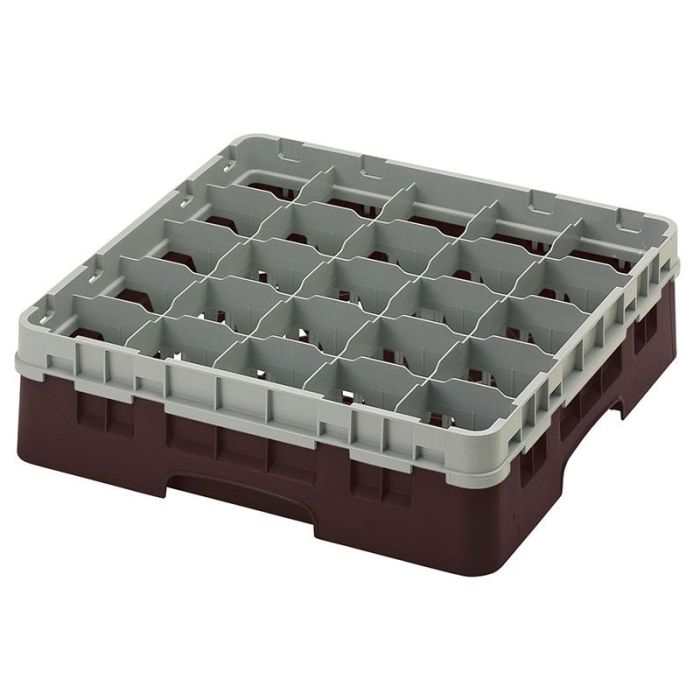 CAMBRO - 25S418-167 - Cesta de lavado 25 comp. 1 altura - 8,7 cm Ø máx. - alt. máx. 11,8cm - 50 x 50 x 14,3 cm - Castaño
