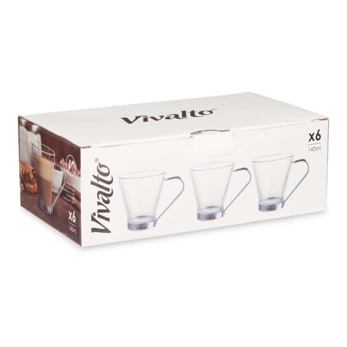 Taza Vidrio Con Asa Metal 140 Ml Cortado Vivalto 10X8CM (72 Unidades) 2 Taza Vidrio Con Asa Metal 140 Ml Cortado Vivalto 10X8CM (72 Unidades) 2