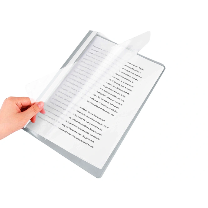 Q-connect Carpeta Dossier Fastener Plástico DIN A4 Gris PVC Transparente Opaca 8