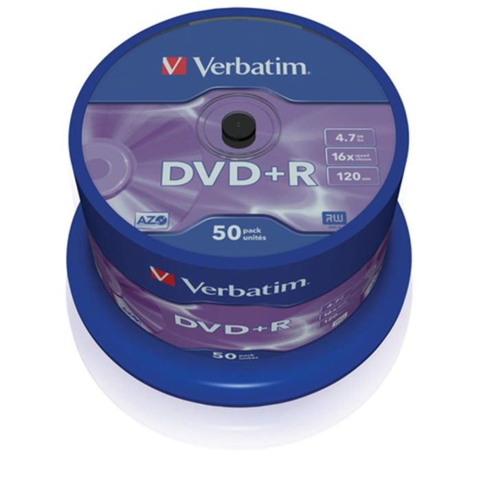Verbatim DVD+R 4.7GB 16X 50 unidades Spindle Superficie Matt Silver 1