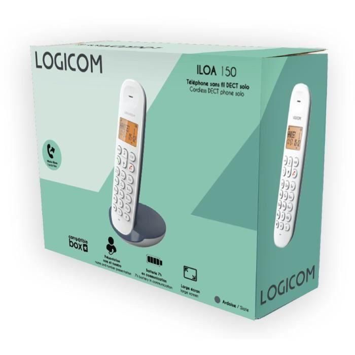 Logicom LOG3483071500124 Teléfono fijo inalámbrico DECT ILOA 150 SOLO Pizarra sin contestador automático 4