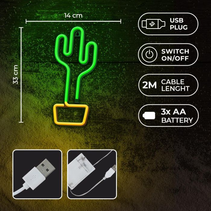 Lampara Forever Neon Led Cactus Orange 3 Lampara Forever Neon Led Cactus Orange 3