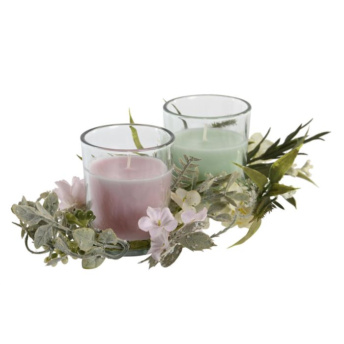 DKD Home Decor Vela Decorativa Shabby de Cera 60g - Set de 2 Piezas con Colores Surtidos Rosa y Verde - Dimensiones: 5x5x6 cm 2