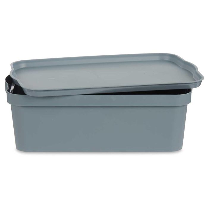 Caja de plástico con tapa Kipit 14L gris 29.5x14.3x45 cm (12 Unidades) 2 Caja de plástico con tapa Kipit 14L gris 29.5x14.3x45 cm (12 Unidades) 2