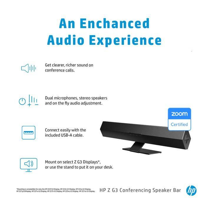 HP Z G3 Conferencing Speaker Bar - Barra de Altavoces para Conferencias con Audio Mejorado 3 HP Z G3 Conferencing Speaker Bar - Barra de Altavoces para Conferencias con Audio Mejorado 3