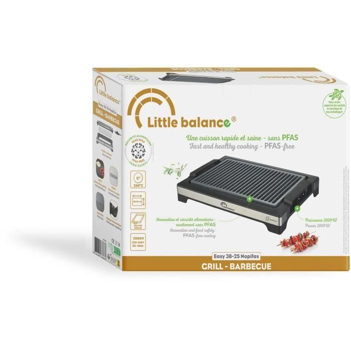 Barbacoa Eléctrica LITTLE BALANCE - Easy Nopifas - Superficie de cocción 38 x 25 cm - Revestimiento microcerámico libre de PFAS - 2000W 5 Barbacoa Eléctrica LITTLE BALANCE - Easy Nopifas - Superficie de cocción 38 x 25 cm - Revestimiento microcerámico libre de PFAS - 2000W 5
