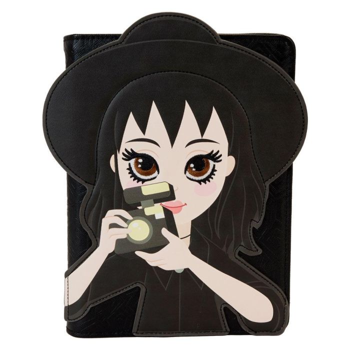 Loungefly Cuaderno Beetlejuice Lydia Deetz de Piel Vegana, 150 Hojas Rayadas, con Cremallera