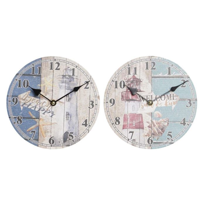 Reloj Pared Mediterraneo DKD Home Decor Multicolor 3 x 20 x 20 cm (2 Unidades) Reloj Pared Mediterraneo DKD Home Decor Multicolor 3 x 20 x 20 cm (2 Unidades)