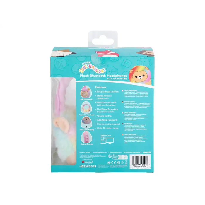 Wondee Auriculares Bluetooth de Peluche Squishmallows Leonard para Niños Suaves y Ajustables 4