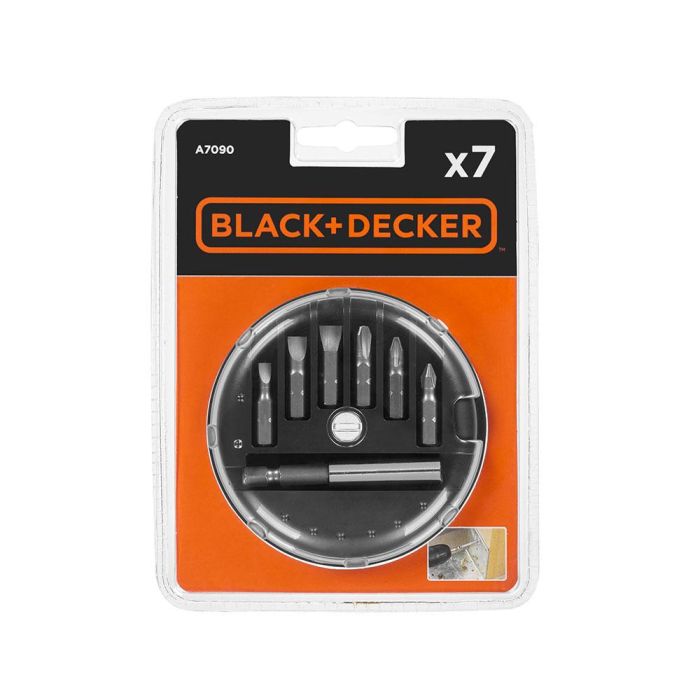 Black+Decker Conjunto 7 Puntas Atornillar A7090-XJ con Adaptador Magnético Phillips y Planas 1