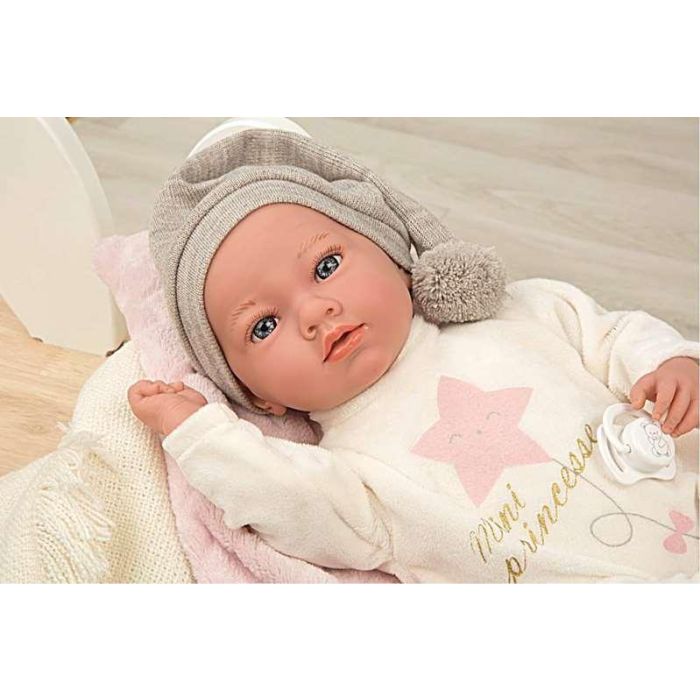 Muñeca elegance aria rosa con portabebe, incluye chupete (muñeco de peso)40 cm 4