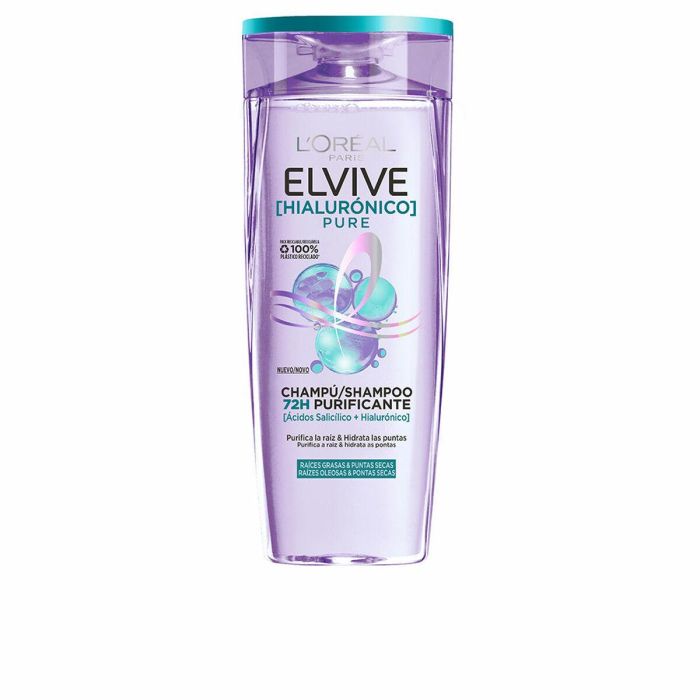 L'Oréal Paris f.i.l. Z70031512/1 Elvive Hialurónico Pure Champú Purificante e Hidratante Raíces Grasas Puntas Secas 380 ml