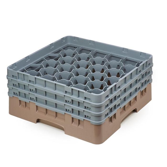 CAMBRO - 30S638-184 - Cesta de lavado 30 comp. 3 alturas - 7,84 cm Ø máx. - alt. máx. 17,6 cm - 50 x 50 x 22,5 cm - Beige
