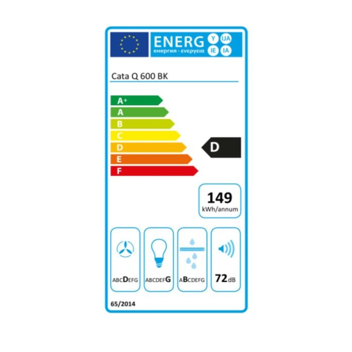 Campana Convencional Cata Q600BK 60 cm 645 m3/h 72 dB 240W 1