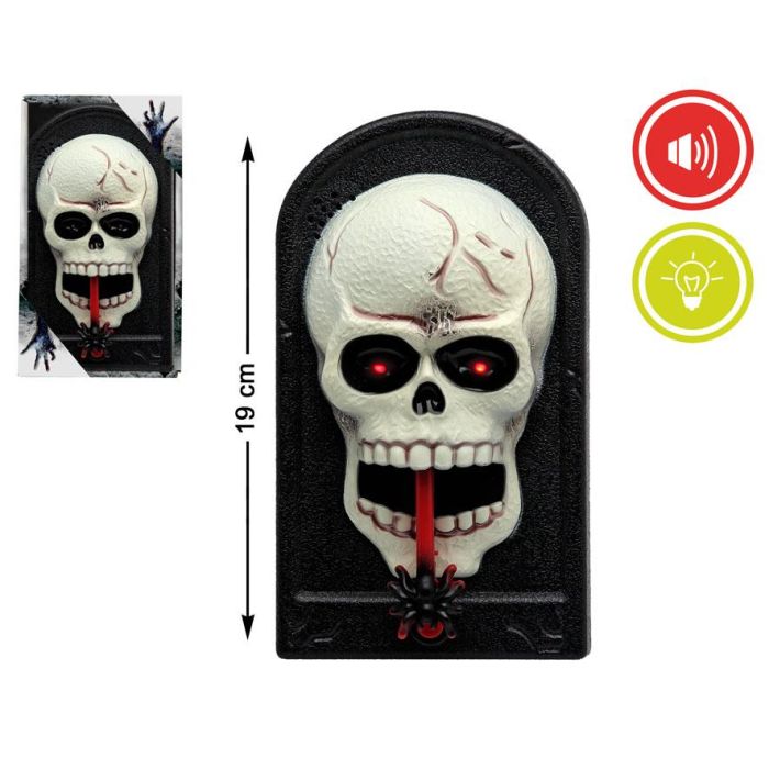 Colgante De Puerta Calavera Halloween 11x19x5,5 cm Con Luz Y Sonido