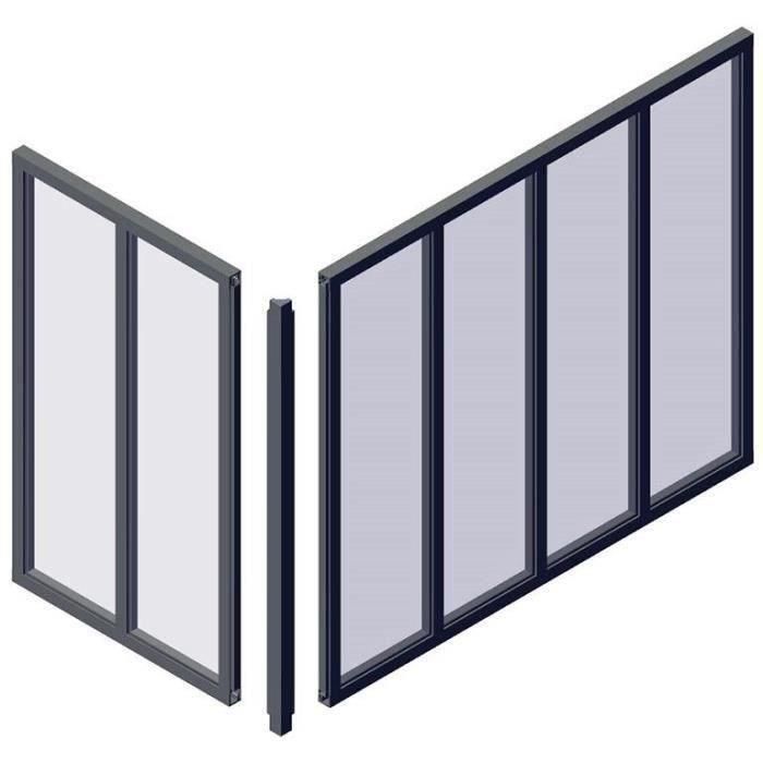 Optimum Poste de Esquina para Techo de Cristal de 108 cm - Negro Mate Arena, une 2 ventanas de vidrio en ángulo para cerramiento 1
