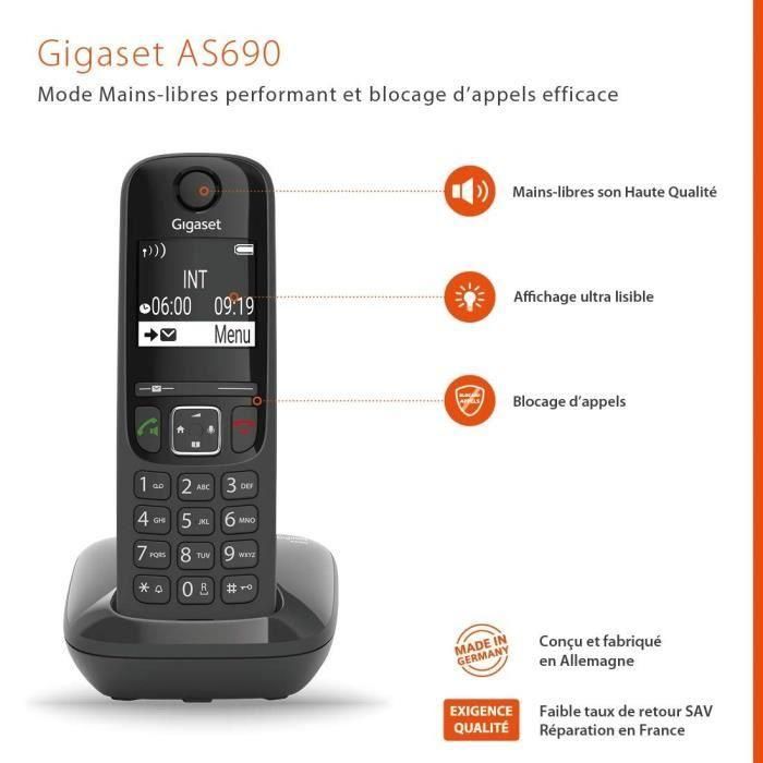 Teléfono fijo GIGASET AS690 Trio Negro 1 Teléfono fijo GIGASET AS690 Trio Negro 1