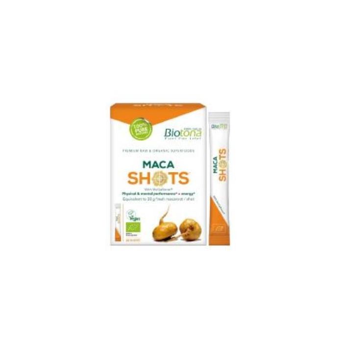 BIOTONA Maca Raw 20 Shots Bio Sg Vegan - Rendimiento Físico y Mental, Resistencia, Vitalidad - Lepidium meyenii