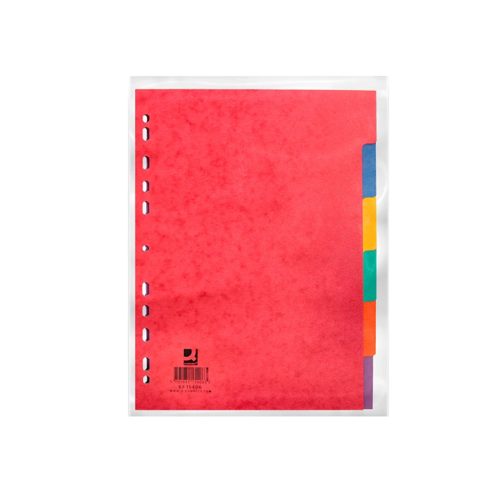 Q-connect Separador Cartulina Brillo Juego de 6 Separadores DIN A4 Multitaladro 8