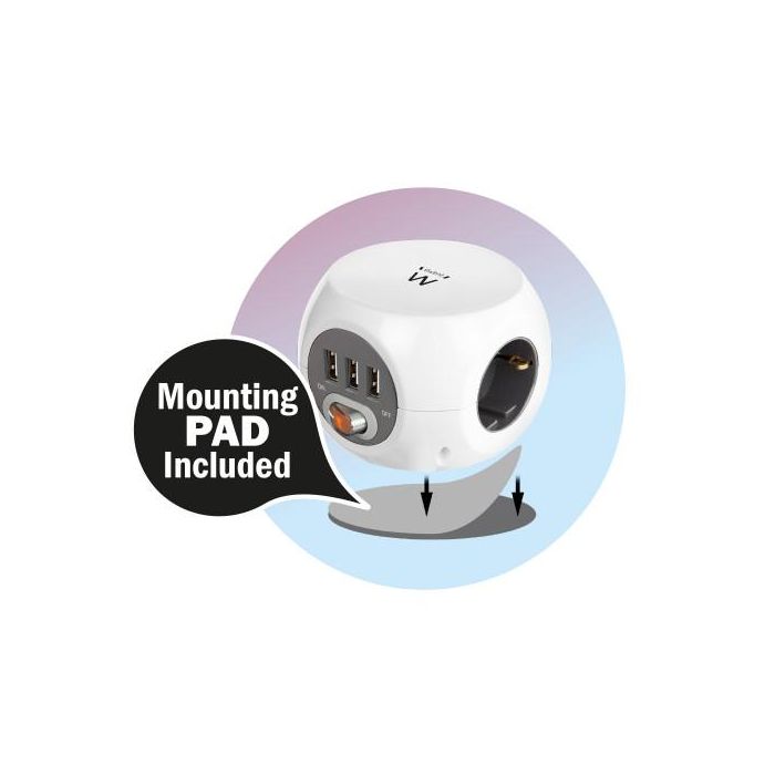 Regleta Enchufes Cubo Ewent EW3939 USB 5V 2A Blanco 6 Regleta Enchufes Cubo Ewent EW3939 USB 5V 2A Blanco 6