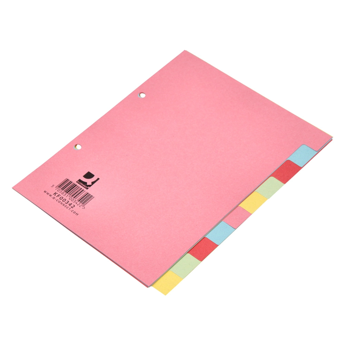 Q-connect Separador Cartulina DIN A5 Juego de 10 Separadores con Pestañas Colores Pastel Certificado Blue Angel y PEFC 5