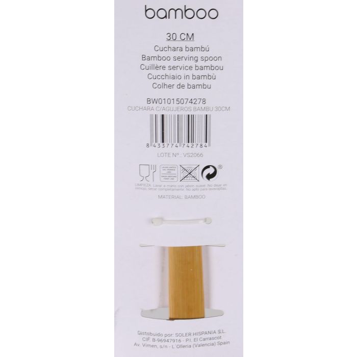 Wooow Cuchara Utensilio de Cocina de Bambú con Agujeros, 30 cm de Largo (36 Unidades) 1