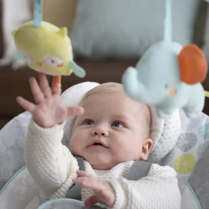 Ingenuity Hugs & Hoots Compact Swing - 5 Velocidades, Temporizador, Melodías, Barra de Actividad, Transportable, Desde el Nacimiento 2