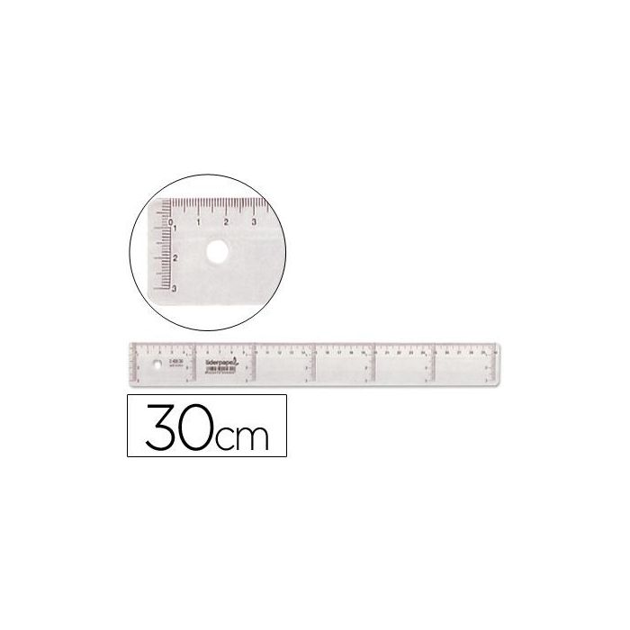 Regla Liderpapel Plastico Cristal 30 cm 20 unidades