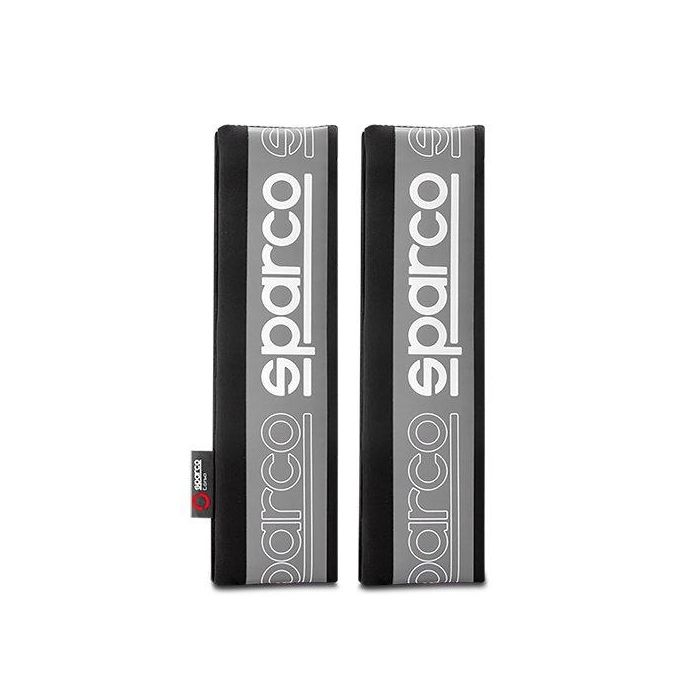 Sparco SPC1208GR Almohadillas de Cinturón de Seguridad, Juego 2 uds, Gris/Negro, Acolchadas con Velcro para Confort y Evitar Rozaduras