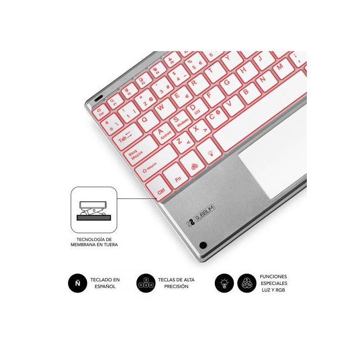 SUBBLIM Teclado Smart Backlit BT Keyboard Touchpad Silver 3 SUBBLIM Teclado Smart Backlit BT Keyboard Touchpad Silver 3