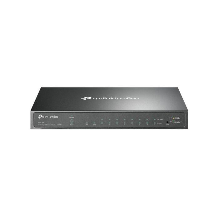 Omada 8× 10/100/1000Mbps PoE+ RJ45, 2× 100/1000 Mbps SFP, 20 Gbps, 8K MAC, 9 KB Jumbo, 209×126×26 mm