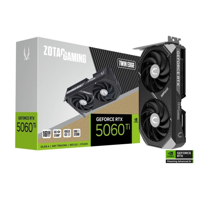 Zotac NVIDIA GeForce RTX 5060 Ti Tarjeta Gráfica 16GB GDDR7 con 4608 Núcleos CUDA, 2572 MHz, 3xDP, 1xHDMI Zotac NVIDIA GeForce RTX 5060 Ti Tarjeta Gráfica 16GB GDDR7 con 4608 Núcleos CUDA, 2572 MHz, 3xDP, 1xHDMI
