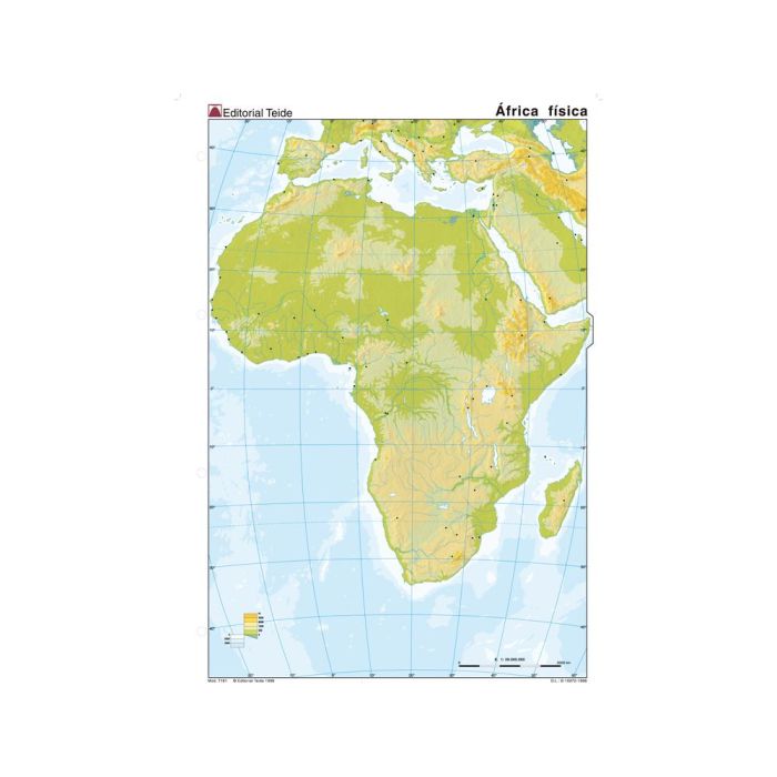 Mapa Mudo Color Din A4 Africa Fisico 100 unidades 1