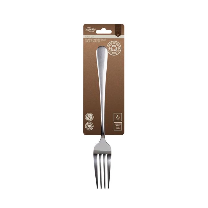 San Ignacio Set de 3 Tenedores de Acero Inoxidable Reciclado Brillo Natur Sg-7766 1 San Ignacio Set de 3 Tenedores de Acero Inoxidable Reciclado Brillo Natur Sg-7766 1