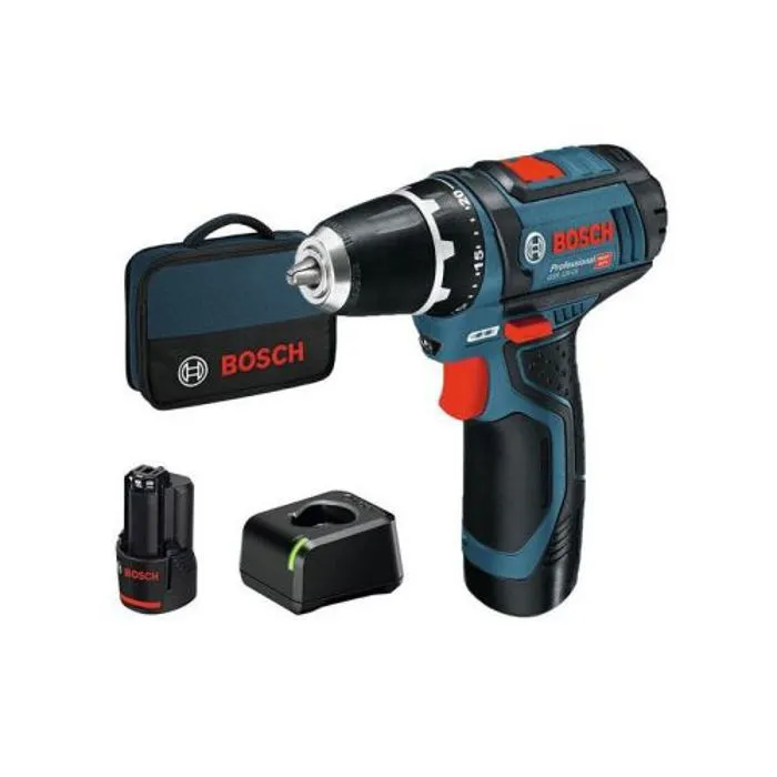Bosch Professional Atornillador a Batería 12V GSR 12V-15, 2 x 2.0Ah + Cargador 1230, en Bolsa 0 Bosch Professional Atornillador a Batería 12V GSR 12V-15, 2 x 2.0Ah + Cargador 1230, en Bolsa 0