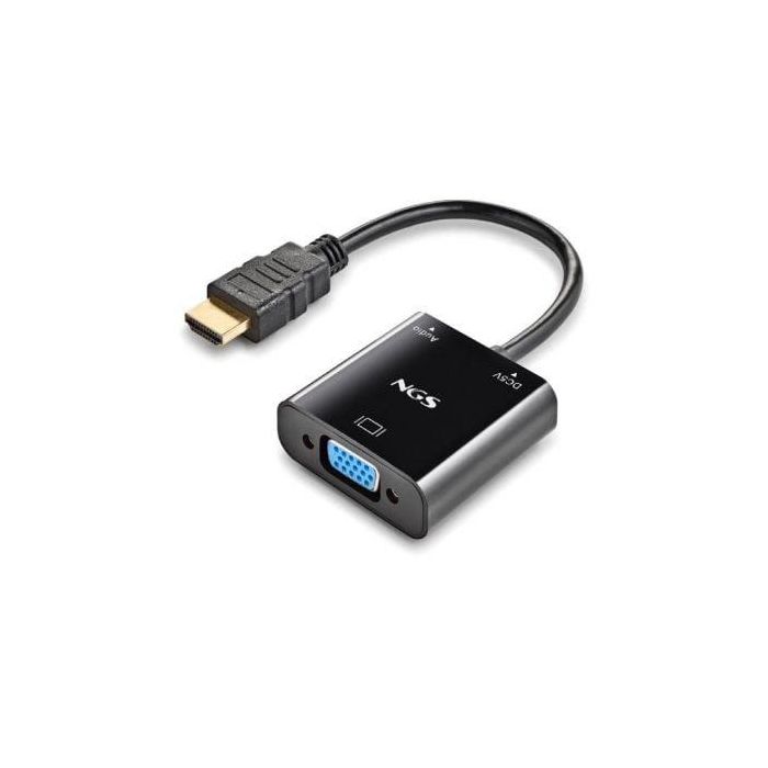 Adaptador HDMI a VGA NGS CHAMALEON 15 cm Negro 1 Adaptador HDMI a VGA NGS CHAMALEON 15 cm Negro 1
