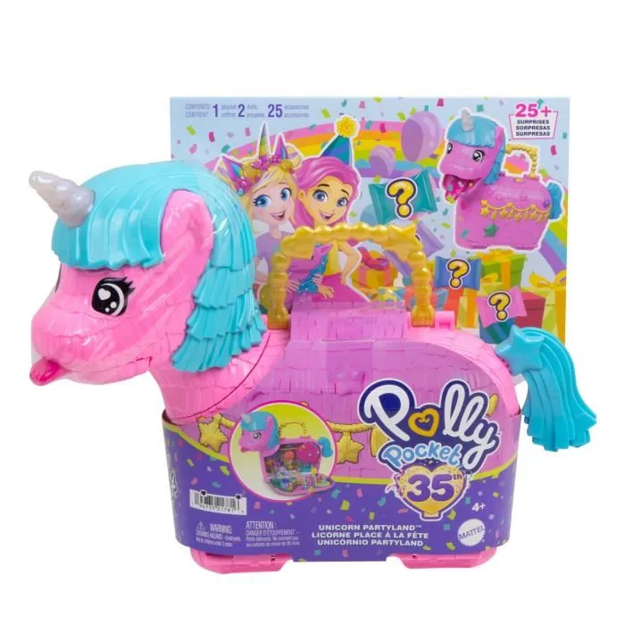 Mattel Polly Pocket Cofre Unicornio Partyland HYD96 Juguete con Muñecas y Accesorios 5