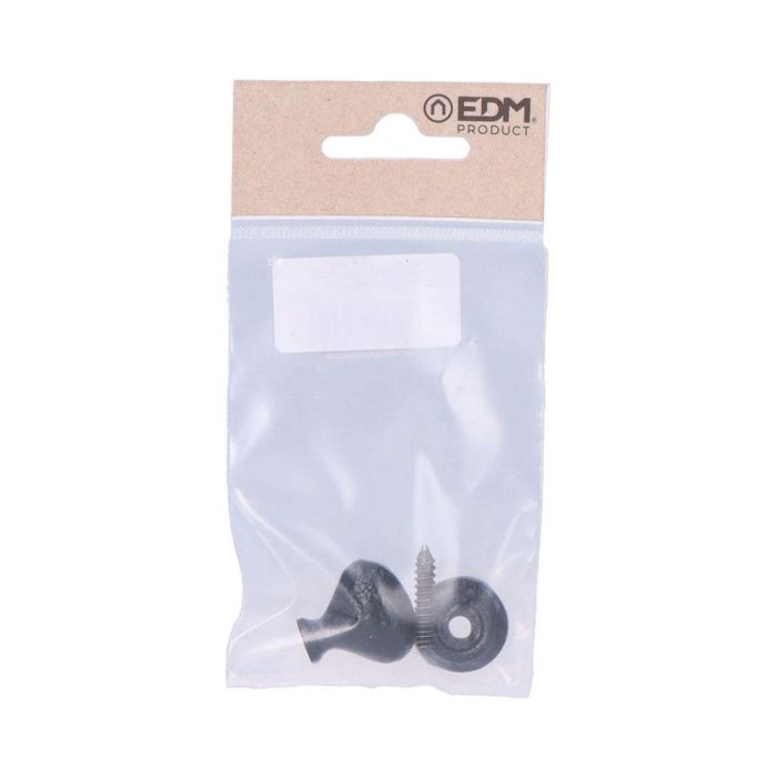 Edm Pomo Ovalado 22mm Hierro Forjado Color Negro 1