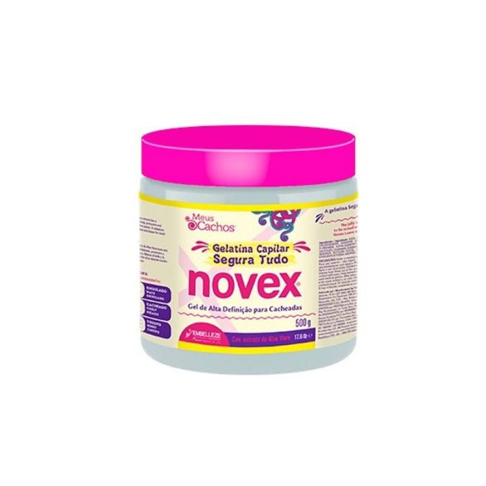 Novex Mis Rizos Gelatina Segura 500g - Fijación Larga Duración con Colágeno y Aloe Vera para Cabellos Rizados Novex Mis Rizos Gelatina Segura 500g - Fijación Larga Duración con Colágeno y Aloe Vera para Cabellos Rizados
